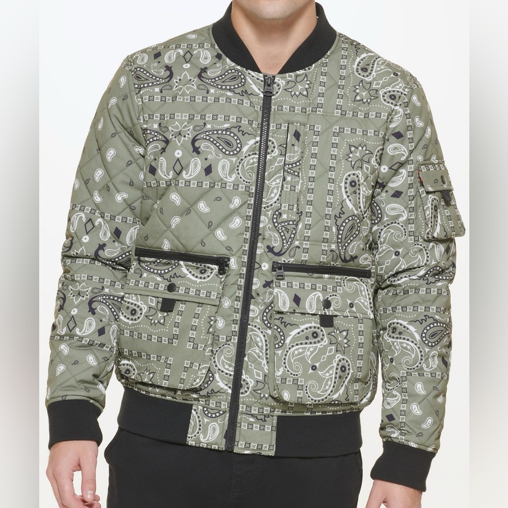 Levi's Black And White Patterned Jacket Bomber - image 1